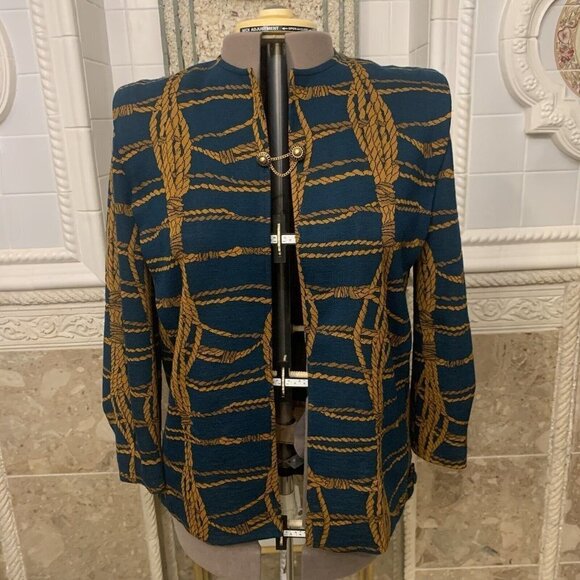 Huguet. Paris, France. Bust 42". Sweater Jacket. Chain Button Closure. B47